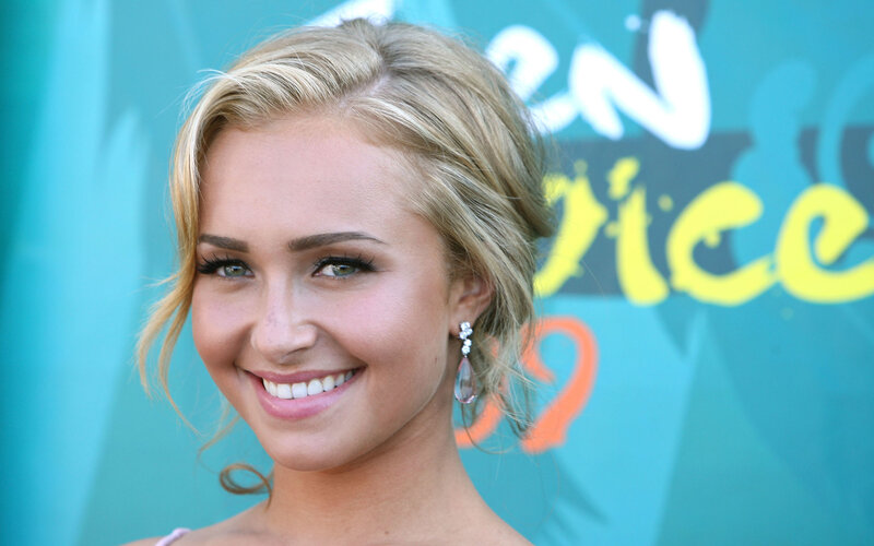 Woman with Blonde Hair — Blue, Happy, Photograph, Earrings, Smile