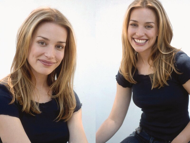Woman with Blonde Hair — Blue, Neutral, Photograph, Black Shirt, Jeans