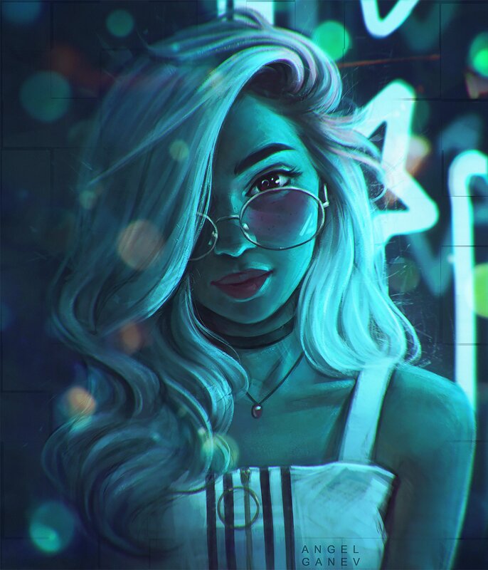 Woman with Blonde Hair — Blue, Nocturnal