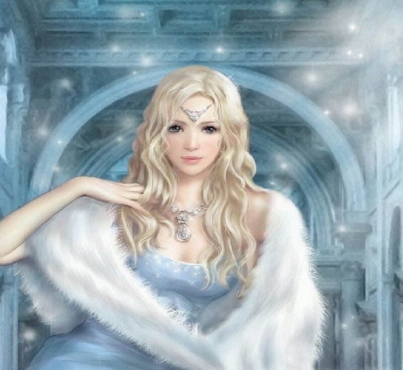 Woman with Blonde Hair — Blue, Serene, Digital Art