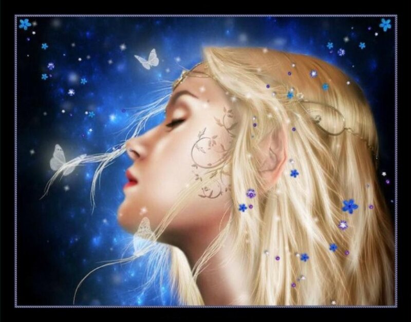 Woman with Blonde Hair — Blue, Serene, Night