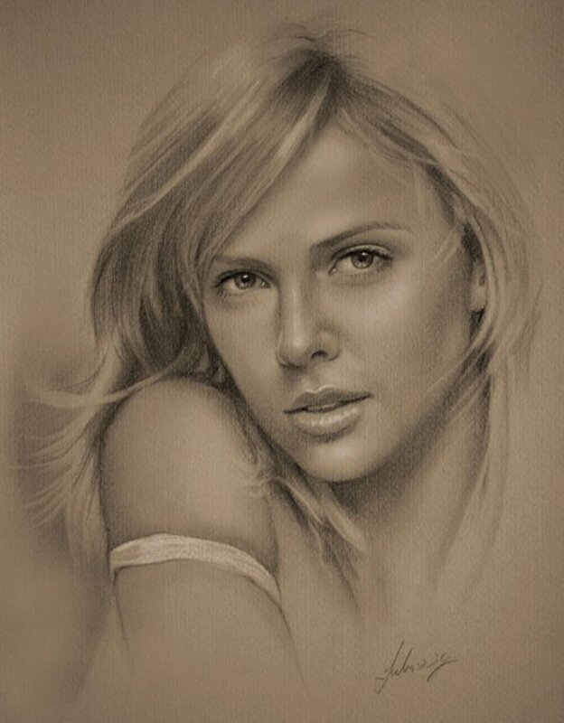Woman with Blonde Hair — Brown, Calm, Illustration