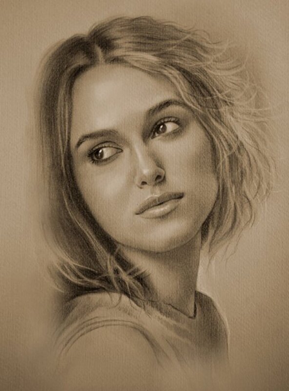 Woman with Blonde Hair — Brown, Contemplative, Illustration