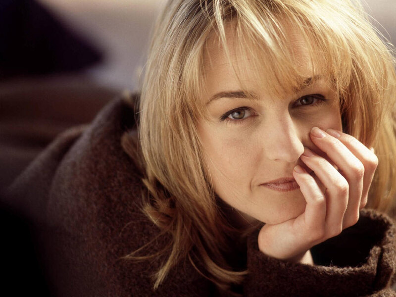 Woman with Blonde Hair — Brown, Contemplative, Photograph, Hand, Coat