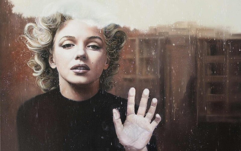 Woman with Blonde Hair — Brown, Dramatic, Painting, Rain