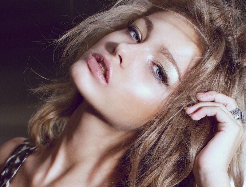 Woman with Blonde Hair — Brown, Dramatic, Photograph, Ring, Makeup
