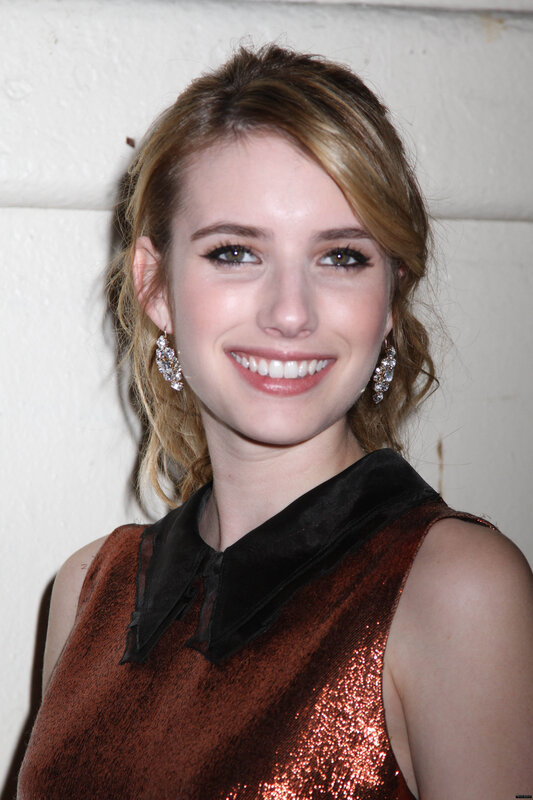 Woman with Blonde Hair — Brown, Happy, Photograph, Earrings, Dress