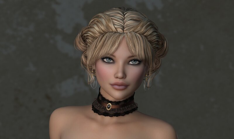 Woman with Blonde Hair — Brown, Neutral, 3d Render, Choker