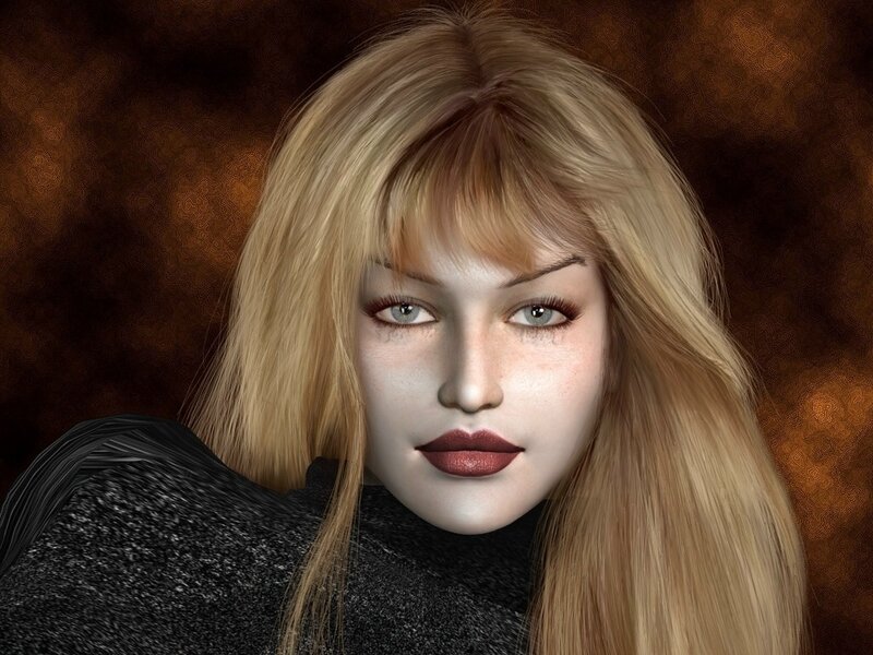Woman with Blonde Hair — Brown, Neutral, 3d Render