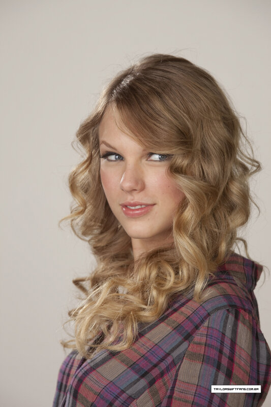 Woman with Blonde Hair — Brown, Neutral, Photograph, Plaid Shirt, Curly Hair
