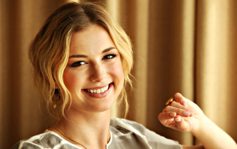 Woman with Blonde Hair — Brown, Smiling, Photograph, Curtains
