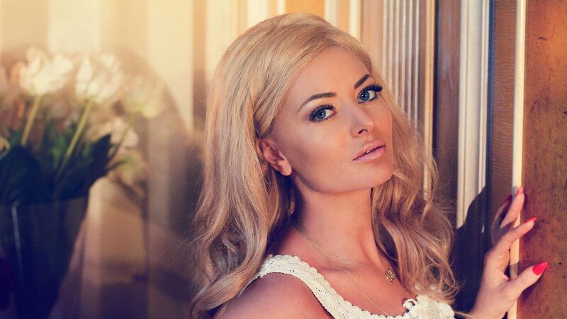 Woman with Blonde Hair — Calm, Afternoon, Photograph, Flowers