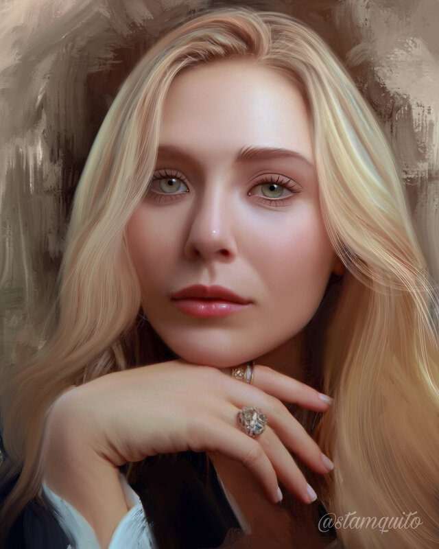Woman with Blonde Hair — Calm, Digital Art, Ring