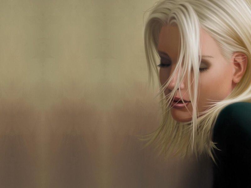 Woman with Blonde Hair — Calm, Digital Art, Shoulder, Face