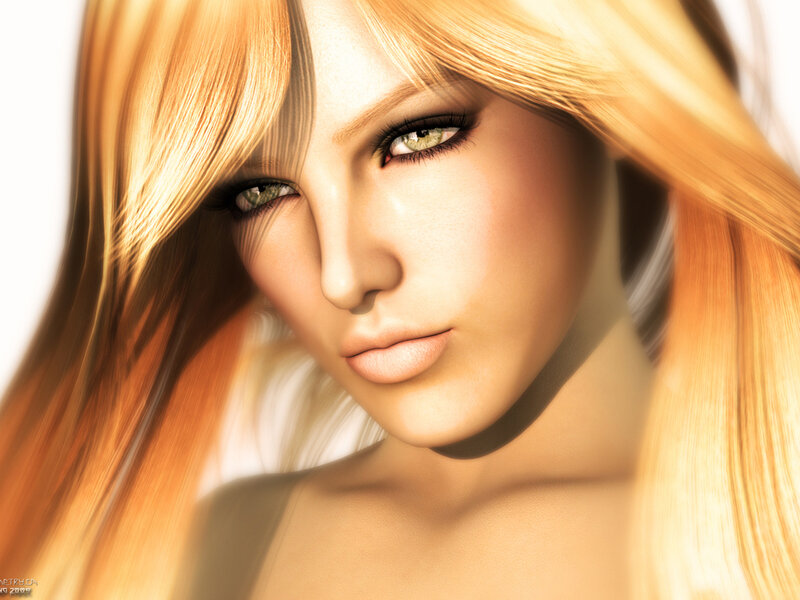 Woman with Blonde Hair — Calm, Digital Art