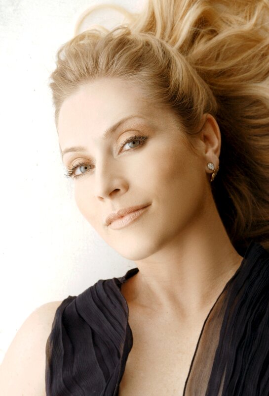 Woman with Blonde Hair — Calm, Photograph, Earring, Black Top