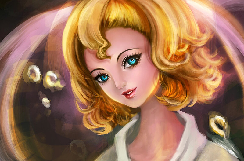 Woman with Blonde Hair — Dramatic, Digital Art, Blue Eyes