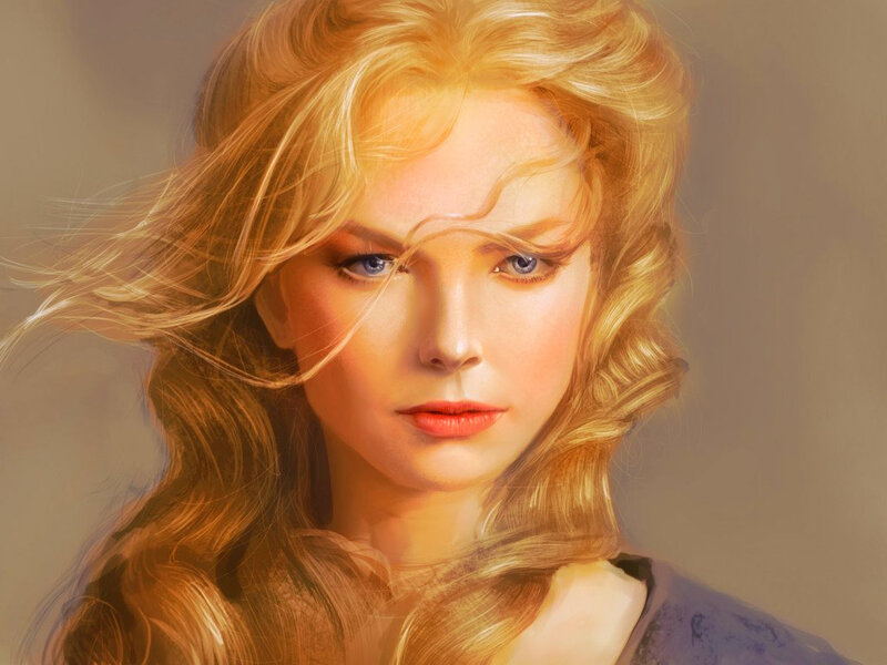 Woman with Blonde Hair — Dramatic, Digital Art, Eyes, Shoulder