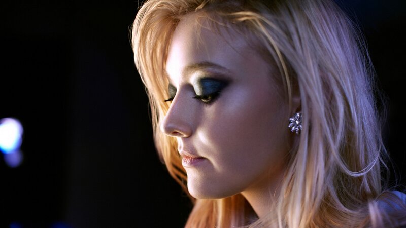 Woman with Blonde Hair — Dramatic, Night, Photograph, Makeup, Earring