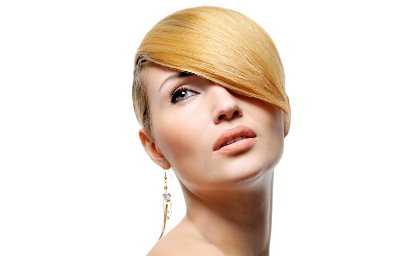 Woman with Blonde Hair — Dramatic, Photograph, Earring, Makeup