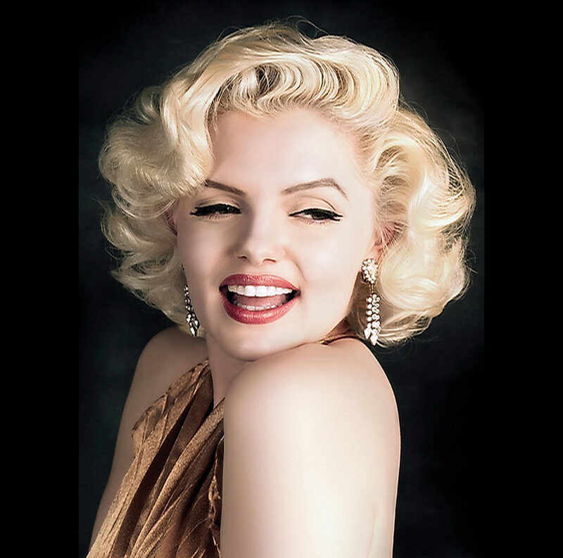 Woman with Blonde Hair — Dramatic, Photograph, Earrings