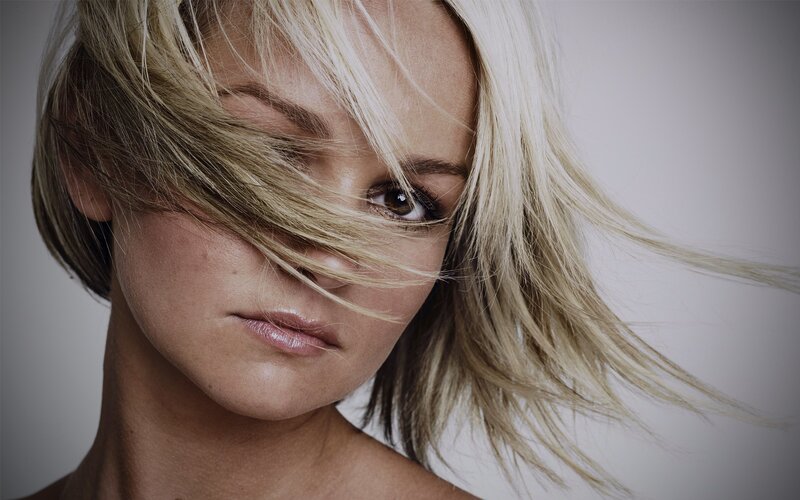 Woman with Blonde Hair — Dramatic, Photograph, Face, Shoulder