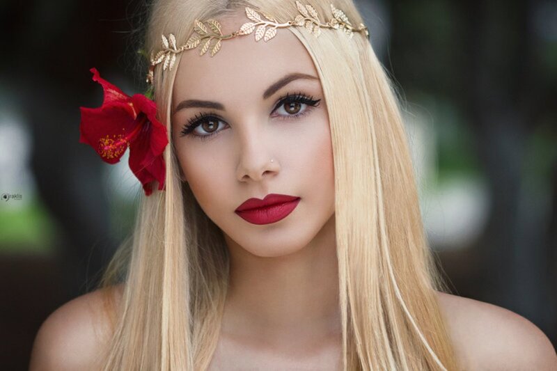 Woman with Blonde Hair — Dramatic, Photograph, Gold Headband