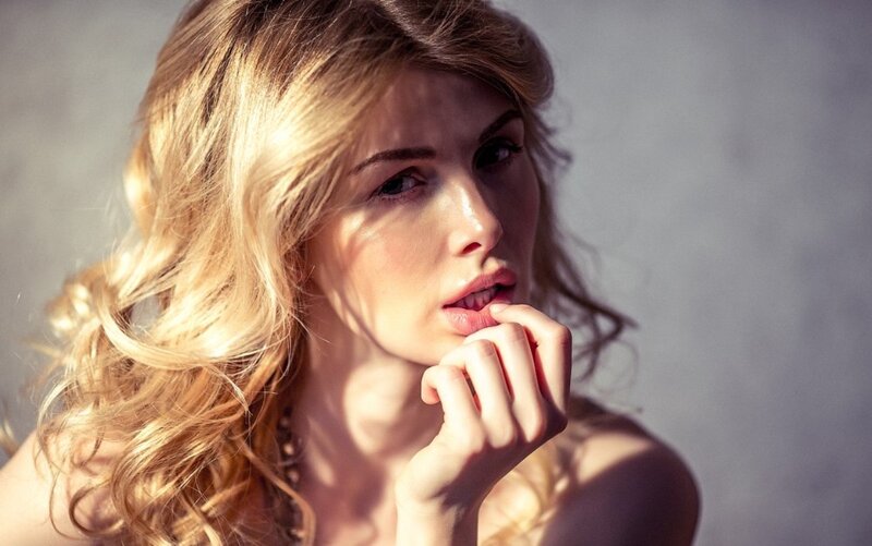 Woman with Blonde Hair — Dramatic, Photograph, Hand, Light