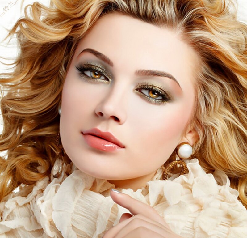 Woman with Blonde Hair — Dramatic, Photograph, Makeup, Pearl Earring
