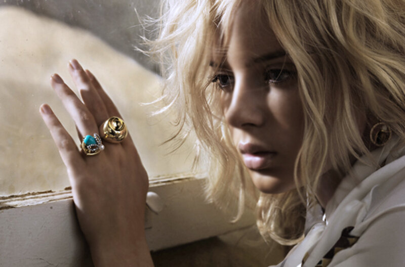 Woman with Blonde Hair — Dramatic, Photograph, Rings