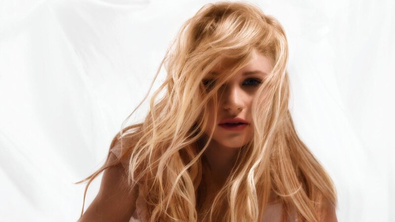 Woman with Blonde Hair — Dramatic, Photograph, White Background, White