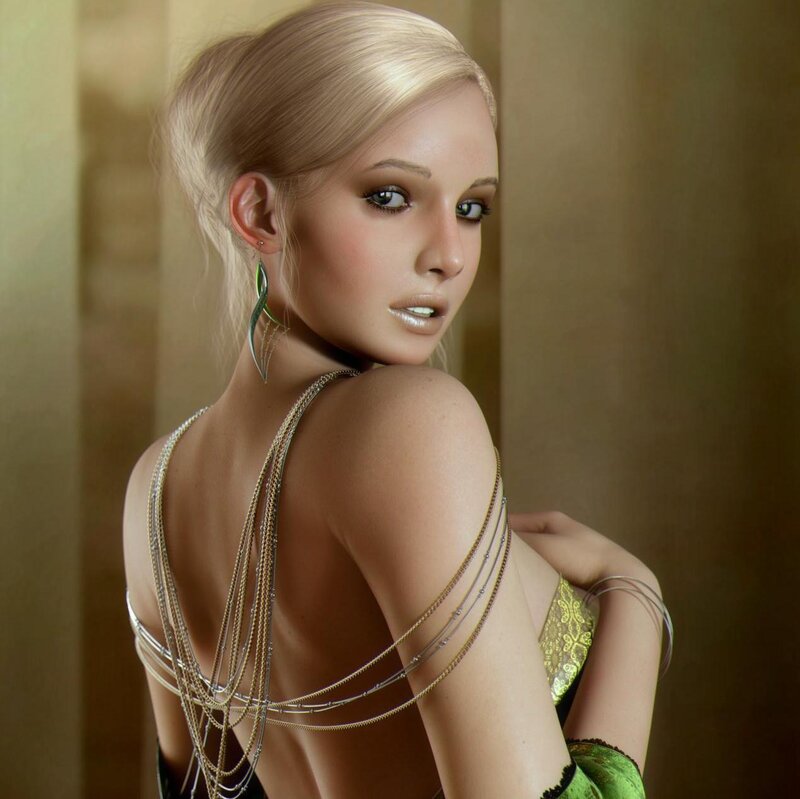 Woman with Blonde Hair — Gold, Dramatic, 3d Render