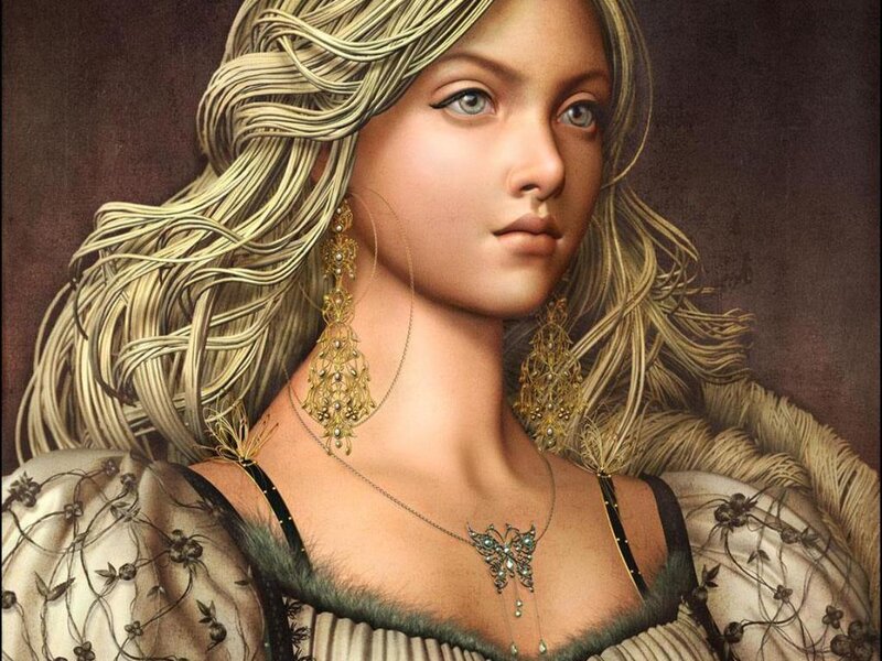 Woman with Blonde Hair — Gold, Dramatic, Digital Art