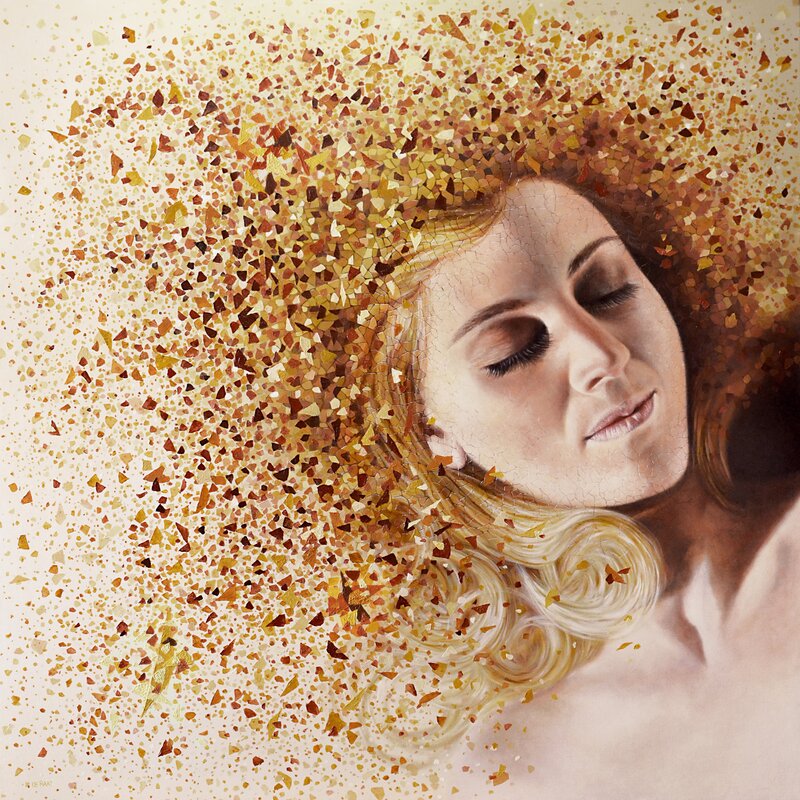 Woman with Blonde Hair — Gold, Serene, Painting