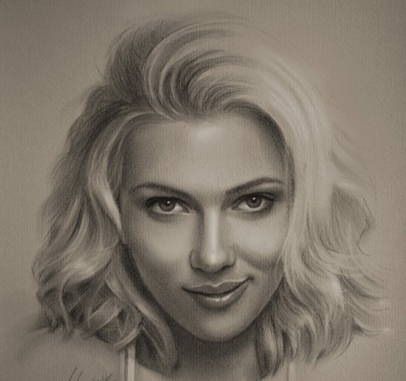 Woman with Blonde Hair — Gray, Calm, Illustration