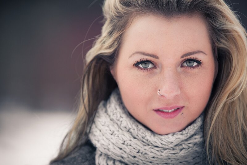 Woman with Blonde Hair — Gray, Calm, Winter
