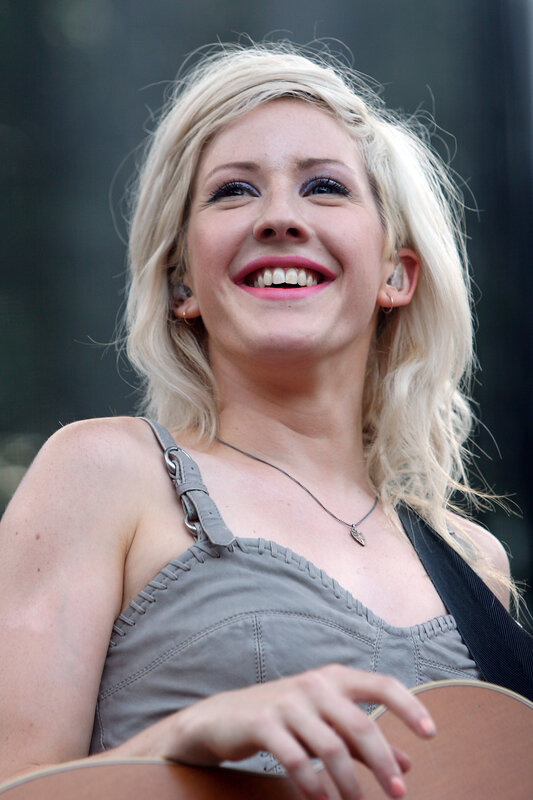 Woman with Blonde Hair — Gray, Happy, Afternoon, Photograph, Guitar