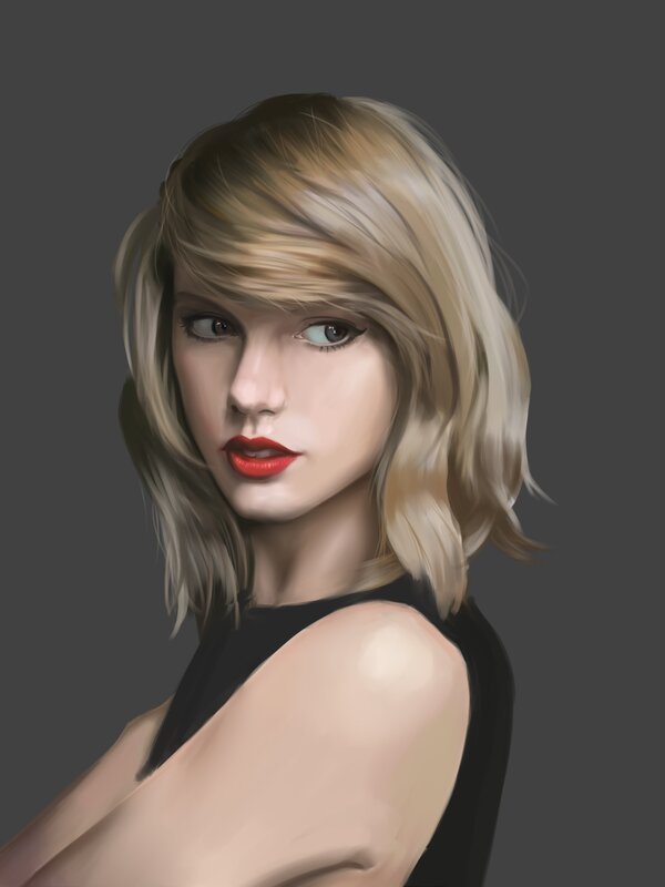 Woman with Blonde Hair — Gray, Neutral, Digital Art