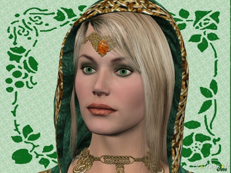 Woman with Blonde Hair — Green, Calm, 3d Render, Headpiece