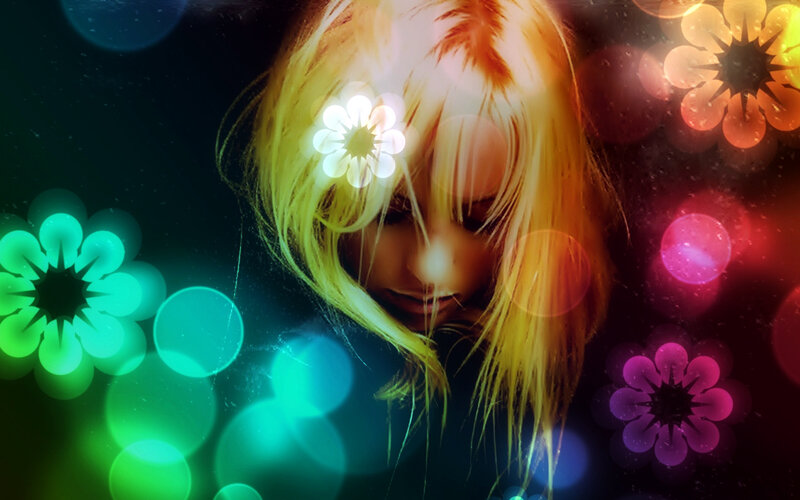 Woman with Blonde Hair — Green, Dreamy, Night