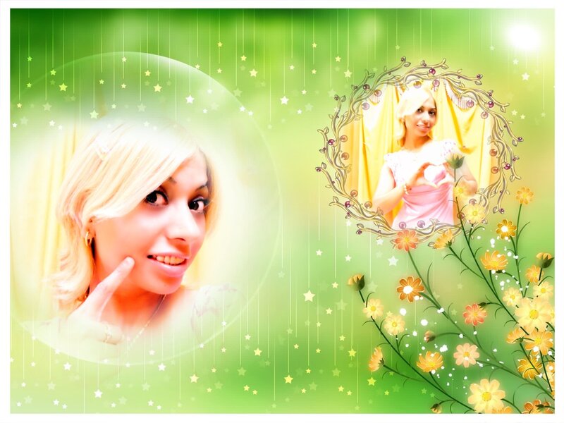 Woman with Blonde Hair — Green, Dreamy