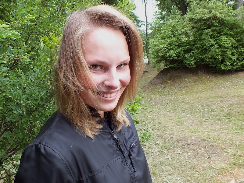 Woman with Blonde Hair — Green, Outdoor