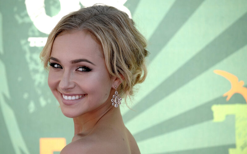 Woman with Blonde Hair — Green, Smiling, Photograph, Earrings