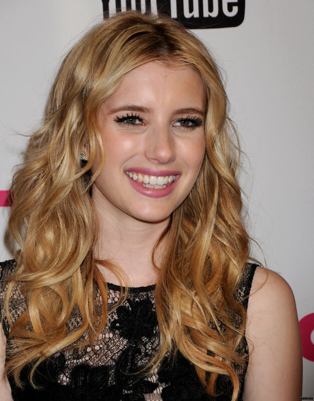 Woman with Blonde Hair — Happy, Photograph, Black Lace Dress