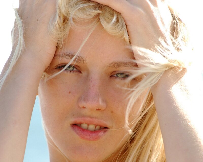 woman with blonde hair in sunlight