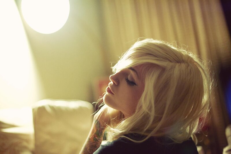 woman with blonde hair in sunlight