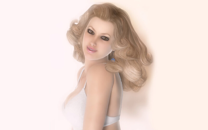 woman with blonde hair in white top