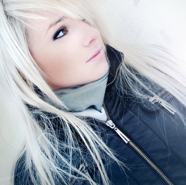 woman with blonde hair in winter
