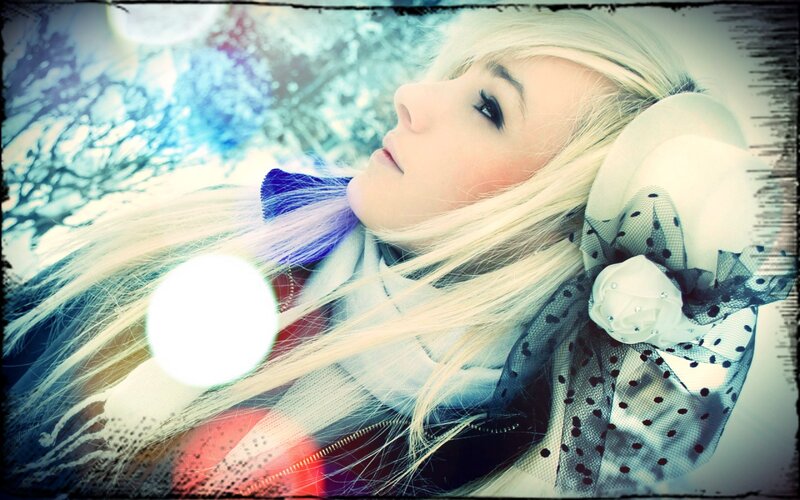 woman with blonde hair in winter