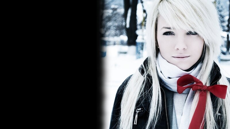 woman with blonde hair in winter